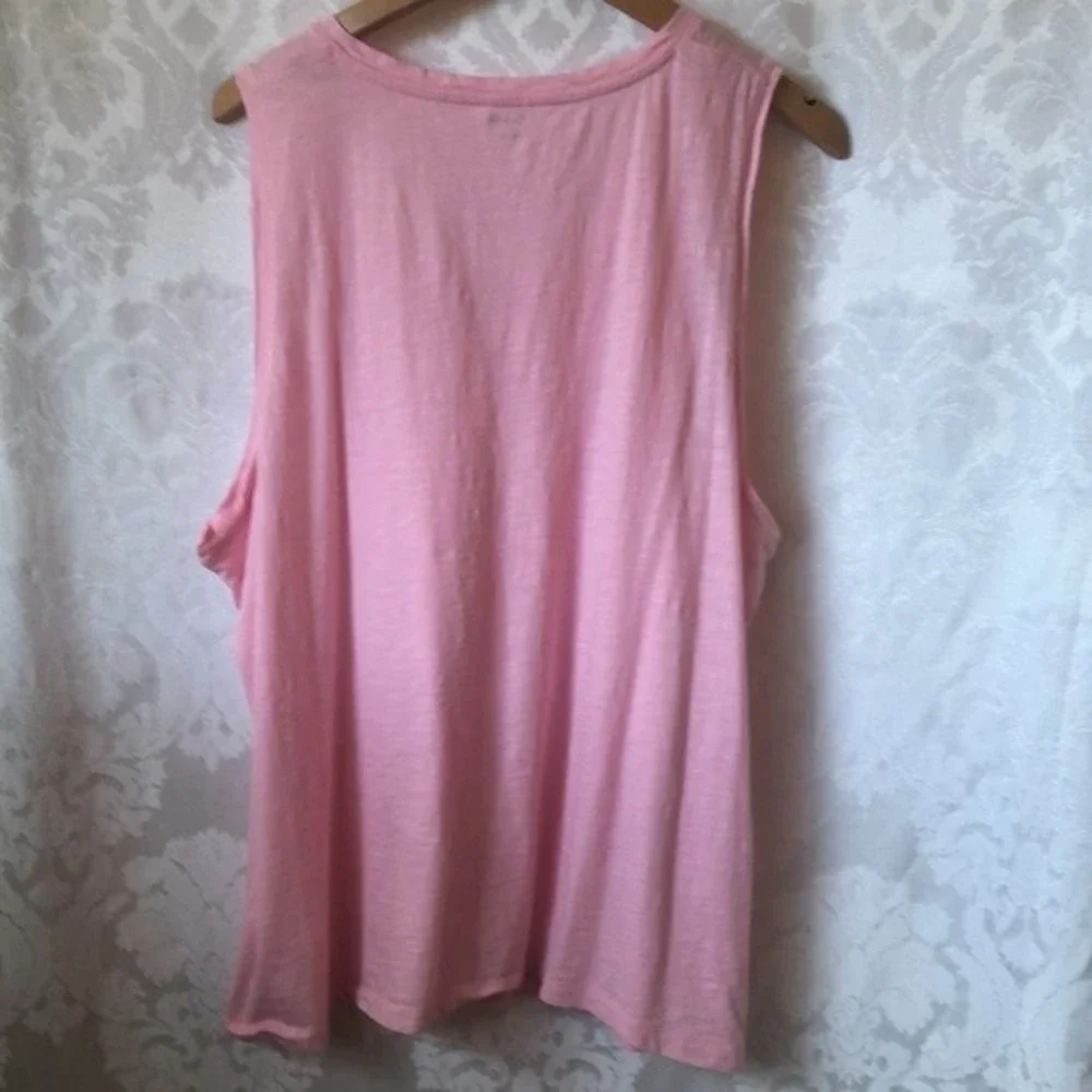 Madewell 100% Cotton Pink Sleeveless V- Neck T-Shirt Size 3X - Picture 5 of 5